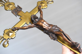⭐ Large antique crucifix bronze,religious cross ,made 19th century ⭐ - £739.56 GBP