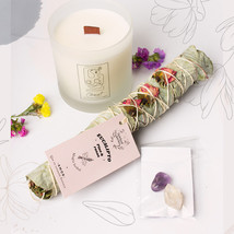 Ritual Kit for Energetic Cleansing, Scented Candle,  Smudge Stick, Crystals - £37.28 GBP