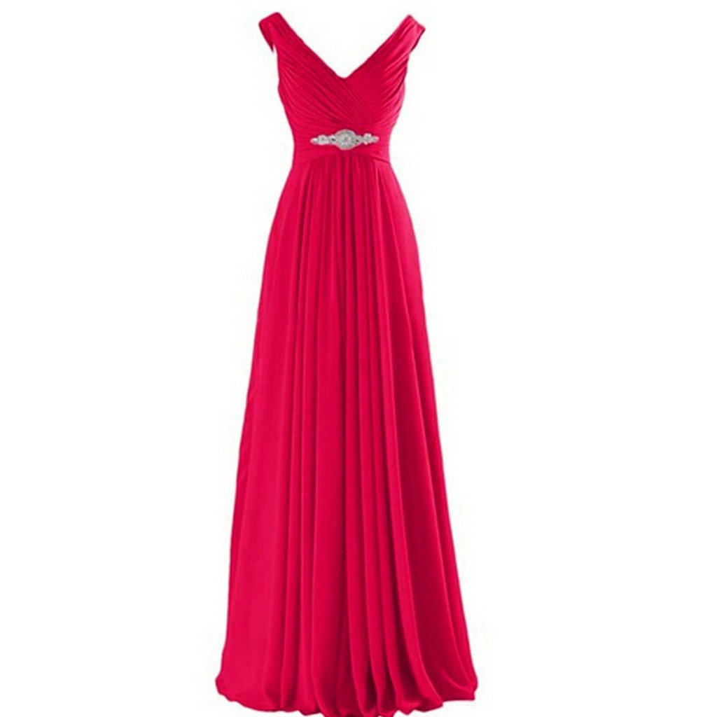Kivary V Neck Beaded Long A Line Chiffon Formal Prom Dresses Corset Bridesmaid G