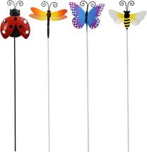 Insect Garden Stakes Decorative Metal Spring Yard Decor Outdoor Set of 4... - $18.69