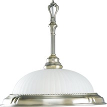 Colonial Silver Finish Pendant Light Etched Glass Progress Lighting P500... - $95.61