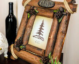 Rustic Western Autumn Fall Festive Pinecones With Wooden Log Picture Fra... - $42.99