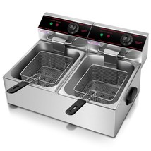 3400W Dual Tank Electric Countertop Deep Fryer - Color: Silver - $232.49