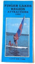 New York Map 1984 Finger Lakes Region Attractions Skiing Harvest Lacrosse - £6.18 GBP