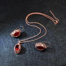 CINDY XIANG Red Color Crystal Round Jewelry Sets Necklace And Earrings Vintage F - £6.69 GBP
