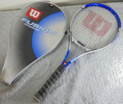 Wilson Titanium Fusion 4 3/8 L3 Tennis Racket Racquet Blue Silver includes case - £7.09 GBP