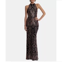 Betsy &amp; Adam Womens Petite 2P Black Bronze Shimmer Halter Long Dress NWT... - $93.09
