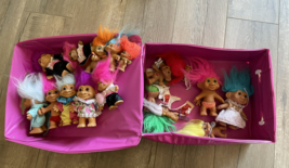 Treasure Trolls Toys Case &amp; Lot of  18 Troll Dolls Vintage Russ Ace TNT - $100.00