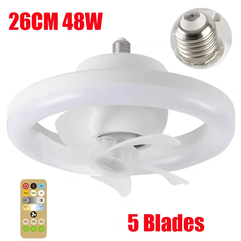 48W E27 Ceiling Sealing Fan Led Light And 3 Colors Remote Control Ceiling Chande - £224.68 GBP