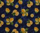 Cotton Lemons Fruit Food Citrus Plants on Navy Blue Fabric Print by Yard... - $237.90 MXN