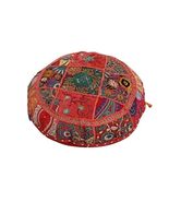 Indian Round Floor Pillow Vintage Bohemian Patchwork Cushion Cover Color... - $34.29