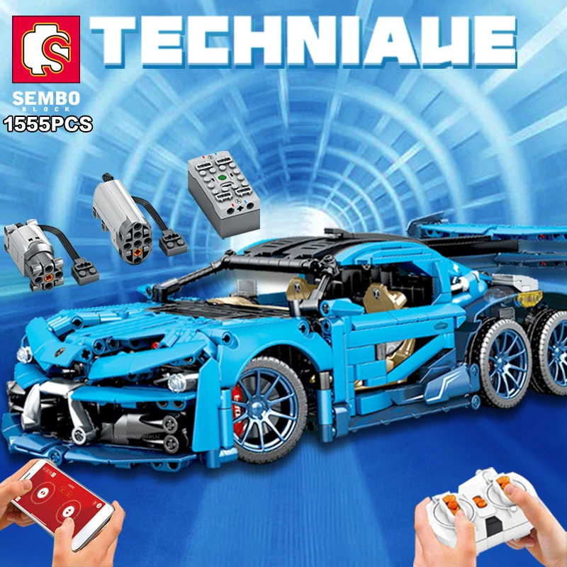 Sembo Technical 1555PCS 1:14 Sports Car Building Blocks Stem Remote Control - £73.54 GBP+