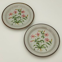 2 Wild Pink 8&quot; Salad Plates #201 made in Japan Stoneware - £11.74 GBP