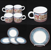 Sakura Snow Angel Village Cups Saucers  4 each - £21.07 GBP