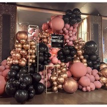 Black Pink Balloon Garland Kit Double Stuffed Dusty Pink Balloons Metallic Rose  - £26.90 GBP