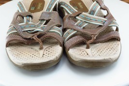Skechers Sz 7 M Brown Flip Flop Fabric Women Sandals - £15.78 GBP