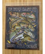 Fishing, Cast It, metal, bar sign, Humor, 12&quot; x 16, USA V1906 - $375.15 MXN