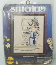 Needlepoint Flowers Milk Bottle 1980s Crafts Stitchery Window Scene Valiant  - £11.37 GBP