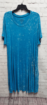 Torrid Womens Plus 2X Midi Shift Dress Blue Mineral Wash Short Sleeves Stretch - $21.77