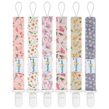 Floral Pacifier Clips for Girls, 6 Pack Pacifier Holder Fits most Style ... - $14.84