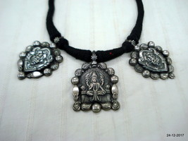 ethnic sterling silver pendant necklace hindu god vishnu &amp; lakshmi - £200.80 GBP