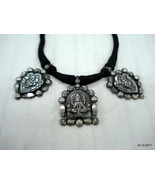 ethnic sterling silver pendant necklace hindu god vishnu &amp; lakshmi - £204.35 GBP