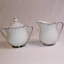 Harmony House Fine China 3512 Heirloom Cream And Sugar Set White &amp; Silve... - $12.55