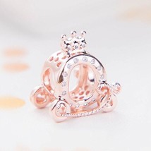 2019 Valentine’s Day Rose Gold Rose™ Shining Crown Carriage Charm With CZ Charm  - £13.99 GBP