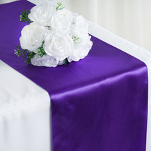 Purple Satin 12X108&quot;&quot; Table Runner Wedding Party Catering Dinner Decorations Sal - £6.37 GBP