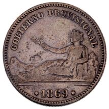 1869 Spain (Gobierno Provisional) Peseta Silver Coin KM# 652 - $92.35