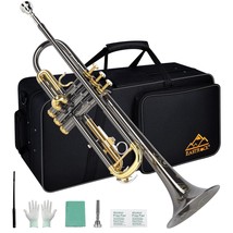 Bb Trumpet Nickel Engraved Standard Trumpet Instrument With Carrying Case,Gloves - £246.27 GBP