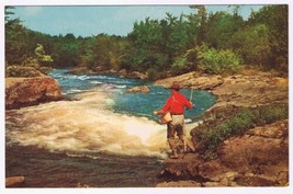 Postcard Greetings From Espanola Ontario Fishing On The Rocks - $3.95