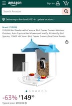 $399.99 Bird Feeder with Camera,Video Bird Feeder with AI Recognition AutoNotify - £87.04 GBP