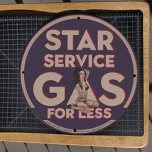 Vintage 1961 Star &#39;&#39;Gas For Less&#39;&#39; Service Station Porcelain Gas &amp; Oil Sign - £97.89 GBP