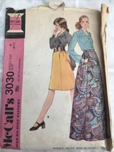 VTG 1970 McCalls Sewing Pattern 3030 Blouse Skirt Size 8 Bust 31.5  - $12.08