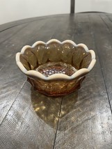 Vintage Fenton Brown Root Beer Opalescent Glass Bowl Grape Pattern Milk ... - $19.79