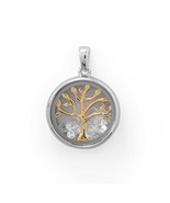 Two Tone Dancing Diamonds Tree Drop Glass Pendant 925 Silver Womens Fash... - £71.59 GBP