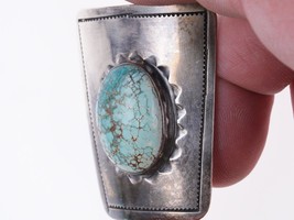 40&#39;s-50&#39;s Navajo silver and turquoise bolo slide - £257.19 GBP