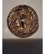 Vintage Brooch Gold Tone Rose Flower Vtg Pinback Pin Jewelry  - £19.27 GBP