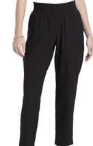 Black High Waist Ruffle Pull On Ankle Tapered Pants Trousers Size Small - £10.98 GBP