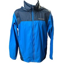 Columbia Rain Jacket Blue Packable Hooded Nylon Zipped Pockets Mesh Lining Small - $33.24