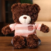 Curly Teddy Bear With Clothes Peluche Toys Lovely Bear Dolls Stuffed Soft Animal - £21.39 GBP