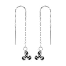 Triskele 925 Sterling Silver Threader Earrings - £12.69 GBP