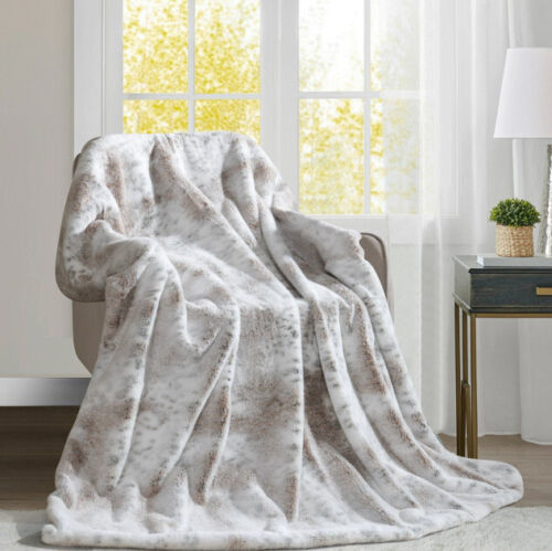 Better Homes & Gardens Polyester Faux Fur Reverse Mink Throw Snow Leopard 50x60 - £30.64 GBP