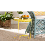 Lapis White Metal Side Table with Scalloped Tray Top - $846.74 MXN