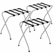 3 Pcs Foldable Luggage Rack Chromed Steel Suitcase Stand Holder Shoes Sh... - £175.85 GBP