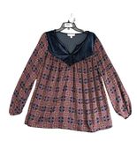 Weekend Suzanne Betro Navy Velvet Batik Print Blouse Women's L Long Puff... - €21,31 EUR