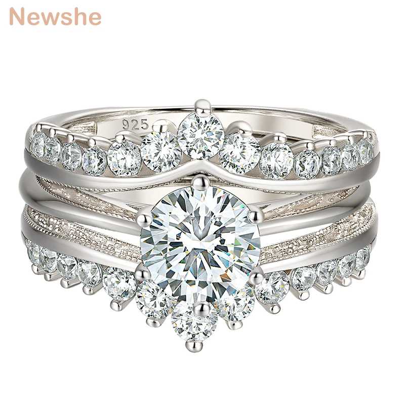 Luxury Solid 925 Sterling Silver Wedding Engagement Rings Set For Women ... - $73.28