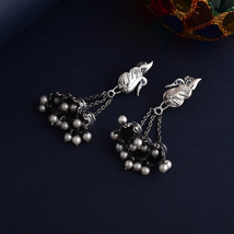 Antique Oxidized Peacock Bells 925 Sterling Silver Earrings - £237.09 GBP