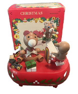 VTG 1960’s Wooden Christmas United China &amp; Glass Taiwan Sanyo Music Box ... - $31.47